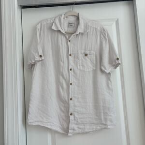 Baird McNutt Murano Linen Mens Short Sleeve Button Up Shirt Sz M Basic